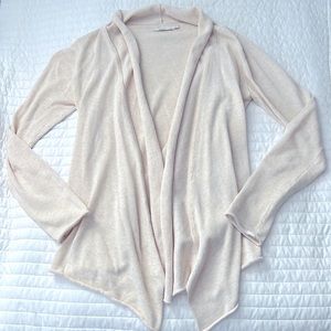 PrAna Open Front Neutral Cardigan Ruffle Hem Active Wear 100% organic cotton
